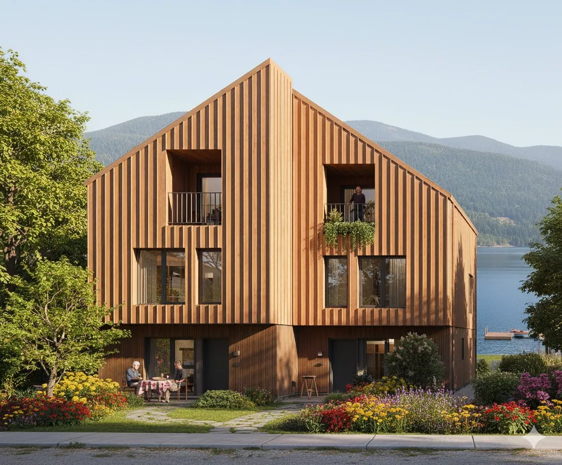 Exterior rendering of BC Fourplex 1
